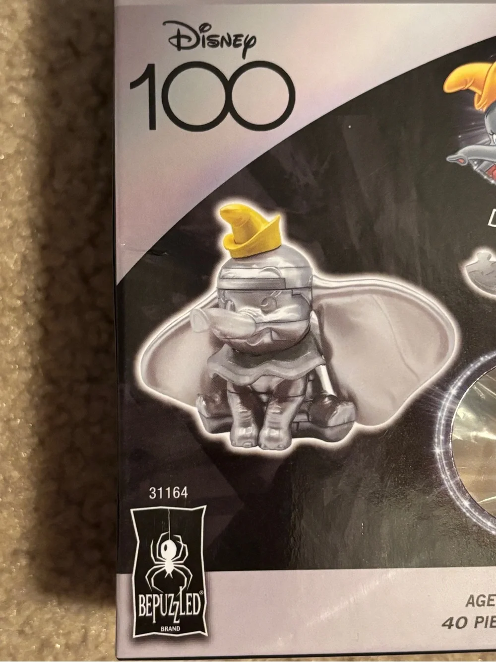 Lot of 2 Original 3D Crystal Puzzle Disney 100 Years Dumbo & Marie- Silver new